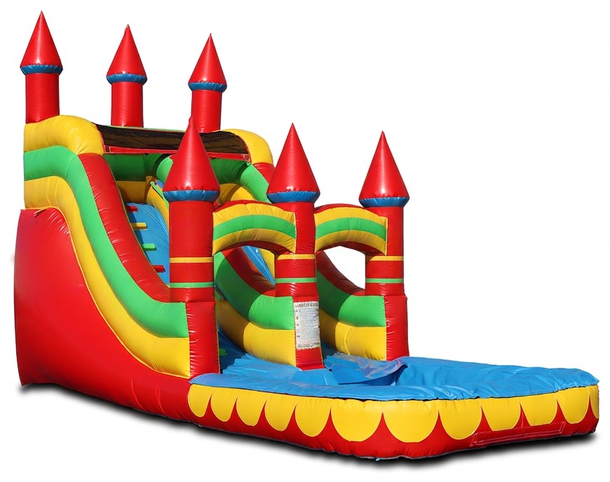 Multi-color castle water slide